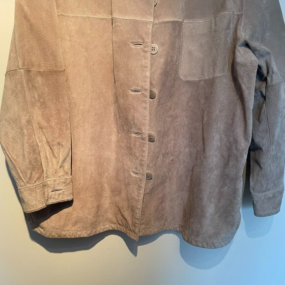 Utex Design suede shirt/jacket grey/sand tone women size L. Western - Picture 2 of 12